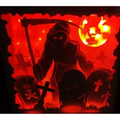 Lampe mit 3D Bild Halloween inkl. Farbwechsel Shadowbox.