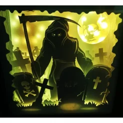 Lampe mit 3D Bild Halloween inkl. Farbwechsel Shadowbox.