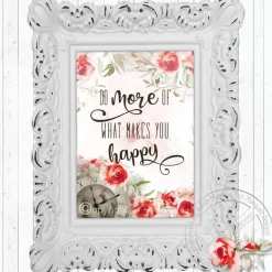 Landhaus Stil Poster Set | Do more of what makes you happy | Romantik Rosen Pferd Einhorn Bilder [A4]