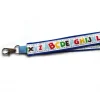 langes Schlüsselband Einschulung ABC Alphabet aus Baumwollstoff in blau mit Webband Geschenk Schultüte Schulanfang