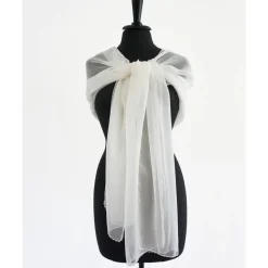 Langes Tuch aus Baumwolle und Seide mit Perlen bestickt