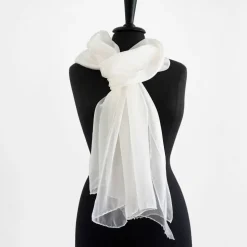 Langes Tuch aus Baumwolle und Seide mit Perlen bestickt