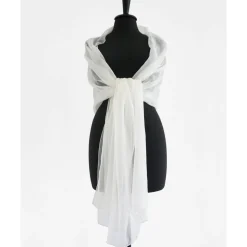 Langes Tuch aus Baumwolle und Seide mit Perlen bestickt