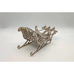 Lasergeschnittener Deko-Schlitten mit Rentier aus 3mm Balsa-Holz – Edles Weihnachtsdiorama zum Basteln