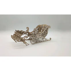 Lasergeschnittener Deko-Schlitten mit Rentier aus 3mm Balsa-Holz – Edles Weihnachtsdiorama zum Basteln