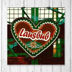 LAUSBUB Herz Grün Oktoberfest Lebkuchenherz Fotografie Pop Art Print Kunstdruck Geschenk für ihn // 13 x 13 cm // 20 x 20 cm // 30 x 30 cm