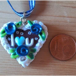 Lebkuchenherz Kette handmodelliert – Oktoberfest Schmuck Dirndl Tracht | Pfullinger Engele