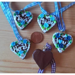Lebkuchenherz Kette handmodelliert – Oktoberfest Schmuck Dirndl Tracht | Pfullinger Engele