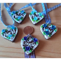 Lebkuchenherz Kette handmodelliert – Oktoberfest Schmuck Dirndl Tracht | Pfullinger Engele