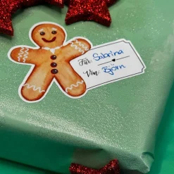 Lebkuchenmann Geschenketikett Vinylsticker – beschriftbarer Weihnachtsaufkleber für Geschenke