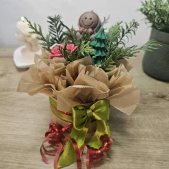 Lebkuchenmann Kerzenblumenstrauß Rapswachs | Tannenbaum & Rose Bouquet | Vegane Weihnachtsdeko | Festliches Unikat Gesch
