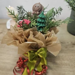 Lebkuchenmann Kerzenblumenstrauß Rapswachs | Tannenbaum & Rose Bouquet | Vegane Weihnachtsdeko | Festliches Unikat Gesch
