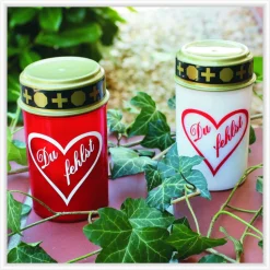 LED Grablicht "Du fehlst" in rot oder weiß inklusive Batterien - elektrisches Grablicht mit Beschriftung