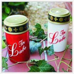 LED Grablicht "In Liebe" in rot oder weiß inklusive Batterien - elektrisches Grablicht mit Beschriftung