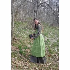 Leinen Wikinger Kleid, grünes Schürzenkleid, Mittelalter Gewandung, LARP, SCA, Cosplay Kostüm, Toraxacum