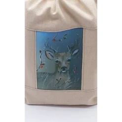 Leinensäckchen Hirsch im Winterwald