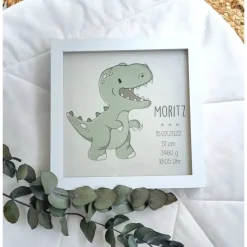 Leuchtrahmen Geschenk Geburt Baby Geburtsdaten Dinosaurier Dino