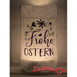 Lichtbeutel, Lichterbeutel, Ostern, Windlicht, Blumen, Herz, bestickt, Licht, Kerze, Lichterkette, Baumwollstoff