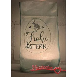Lichtbeutel, Lichterbeutel, Ostern, Windlicht, Hasen, Herz, bestickt, Licht, Kerze, Lichterkette, Baumwollstoff
