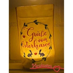 Lichtbeutel, Lichterbeutel, Ostern, Windlicht, Blumen, Herz, bestickt, Licht, Kerze, Lichterkette, Baumwollstoff