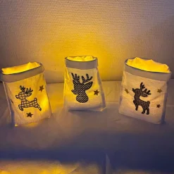 Lichtbeutel mit Rentier/Reh/Hirsch, verschiedene Motive, Tischdekoration, Dekoration, Winterzeit, Lichterbeutel