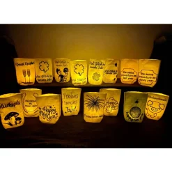 Lichtbeutel Silvester, verschiedene Designs, Neujahr, Happy New Year, Tischdekoration, Feuerwerk, New Years Eve, Glück,