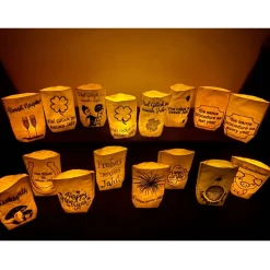 Lichtbeutel Silvester, verschiedene Designs, Neujahr, Happy New Year, Tischdekoration, Feuerwerk, New Years Eve, Glück,