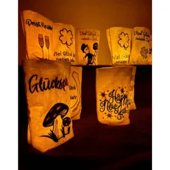 Lichtbeutel Silvester, verschiedene Designs, Neujahr, Happy New Year, Tischdekoration, Feuerwerk, New Years Eve, Glück,