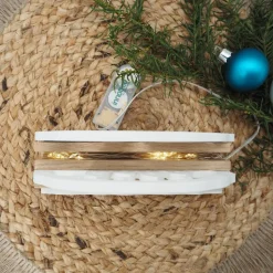 Lichterbogen ohne Beleuchtung – Schlichter Leuchtbogen aus Eiche und Reliefgießpulver