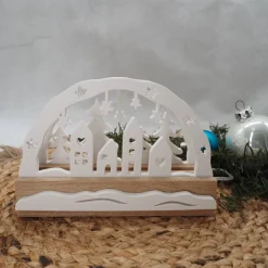 Lichterbogen ohne Beleuchtung – Schlichter Leuchtbogen aus Eiche und Reliefgießpulver