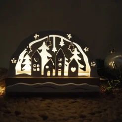 Lichterbogen ohne Beleuchtung – Schlichter Leuchtbogen aus Eiche und Reliefgießpulver