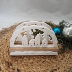 Lichterbogen ohne Beleuchtung – Schlichter Leuchtbogen aus Eiche und Reliefgießpulver