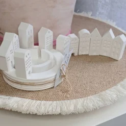 Lichterkranz Teelichthalter Häuserkranz mit 11 Minihäusern aus Raysin