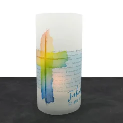 Lichthülle Aquarell-Kreuz für Konfirmation, Kommunion & Firmung – Personalisierbare Deko aus Transparentpapier