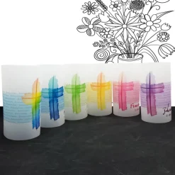 Lichthülle Aquarell-Kreuz für Konfirmation, Kommunion & Firmung – Personalisierbare Deko aus Transparentpapier