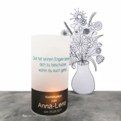 Lichthülle Kommunion Konfirmation Firmung oder Taufe - Fisch-Kreidezeichnung -