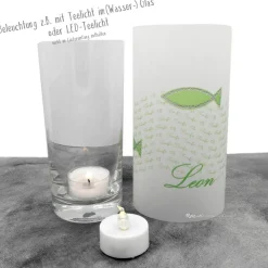 Lichthülle Taufe bunte Fische – personalisierbare Deko aus Transparentpapier