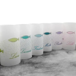 Lichthülle Taufe bunte Fische – personalisierbare Deko aus Transparentpapier
