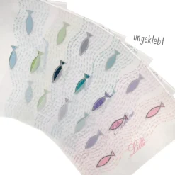 Lichthülle Taufe bunte Fische – personalisierbare Deko aus Transparentpapier