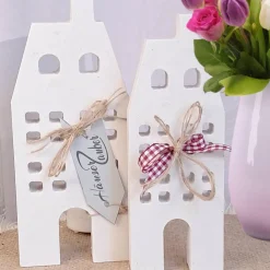 Lichthäuser Grachtenhäuser im 2 er Set | weiße Raysin Deko Häuser | Stadthäuser | Geschenkidee | Hygge Scandi style