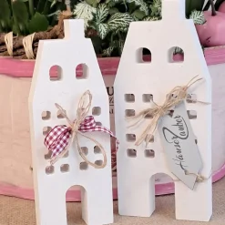 Lichthäuser Grachtenhäuser im 2 er Set | weiße Raysin Deko Häuser | Stadthäuser | Geschenkidee | Hygge Scandi style