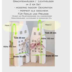Lichthäuser Grachtenhäuser im 2 er Set | weiße Raysin Deko Häuser | Stadthäuser | Geschenkidee | Hygge Scandi style