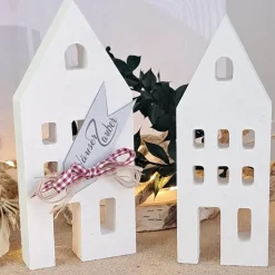 Lichthäuser groß weiß 2er Set im Raysin Hygge Scandi style