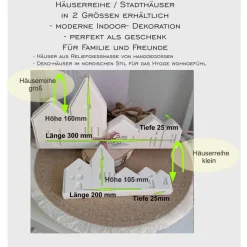 Lichthäuser weiß als Häuserleiste in 2 Größen Stadthäuser aus Raysin im Hygge Scandi Style Lichtthaus Dekohäuser