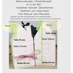 Lichthäuser weiß im 2er Set aus Raysin im Hygge Scandi Style Shabby Dekohäuser Ganz-Jahresdekoration