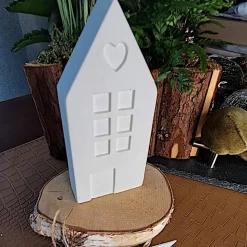 Lichthäuser Weiß Modern Nordisch – Handgemachte Keramik Deko Häuser in 5 Varianten