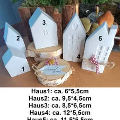 Lichthäuser Weiß Modern Nordisch – Handgemachte Keramik Deko Häuser in 5 Varianten