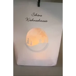 Licht-Tüte mit weihnachtlicher Szene, Teelicht, Deko, Lichttüte