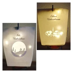Licht-Tüte mit weihnachtlicher Szene, Teelicht, Deko, Lichttüte