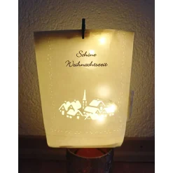 Licht-Tüte mit weihnachtlicher Szene, Teelicht, Deko, Lichttüte